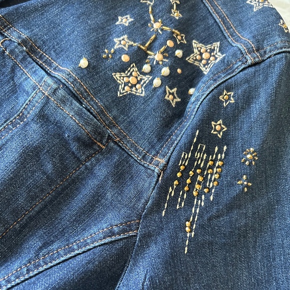 Gorgeous Beaded Denim Jacket, Size XL - Picture 6 of 9